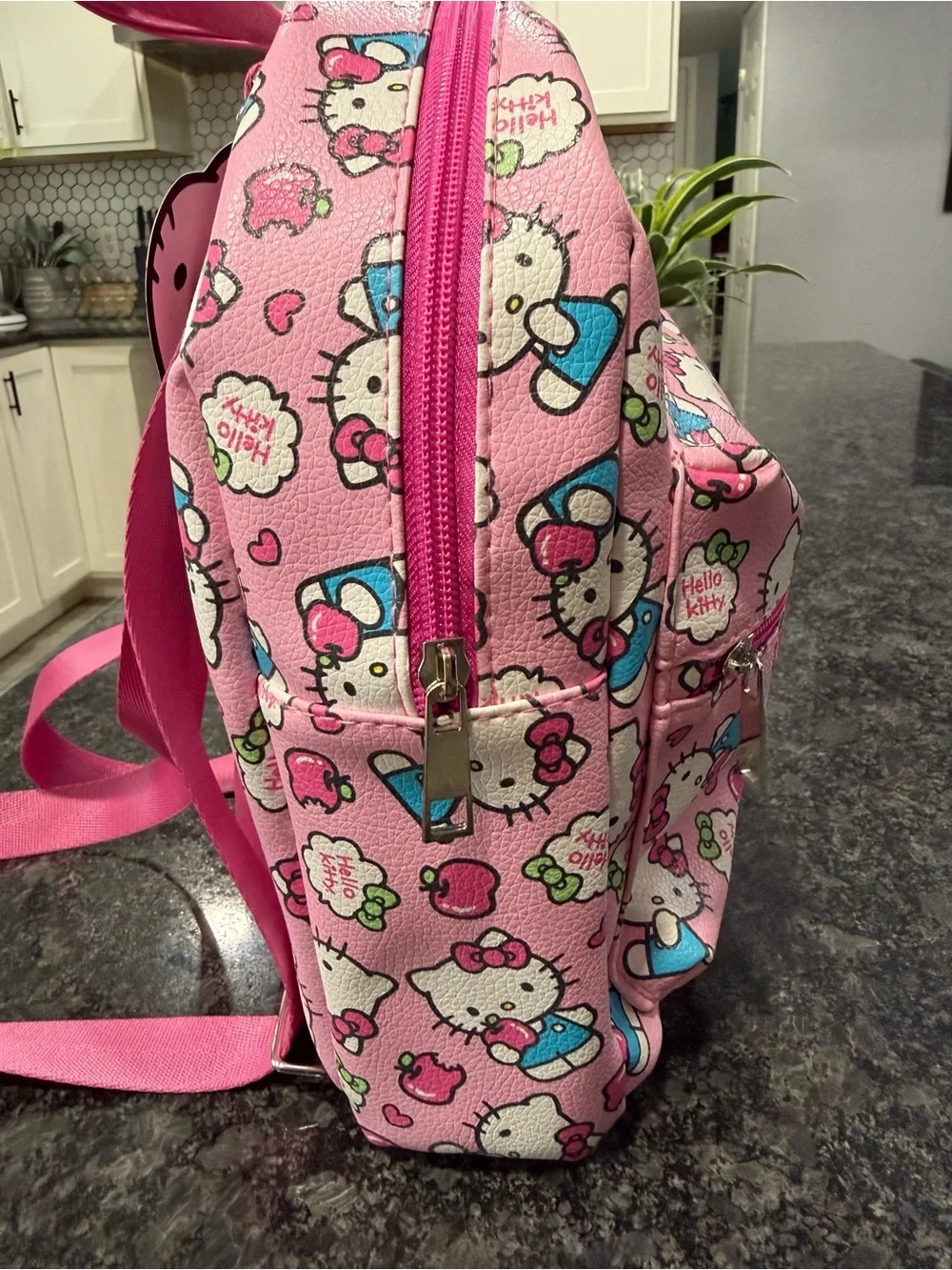 NWT Hello Kitty by Sanrio Mini Backpack Apple Print Pink and Sock Bundle